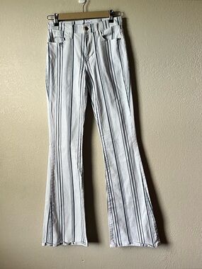 Frame Denim White Striped Flared Jeans